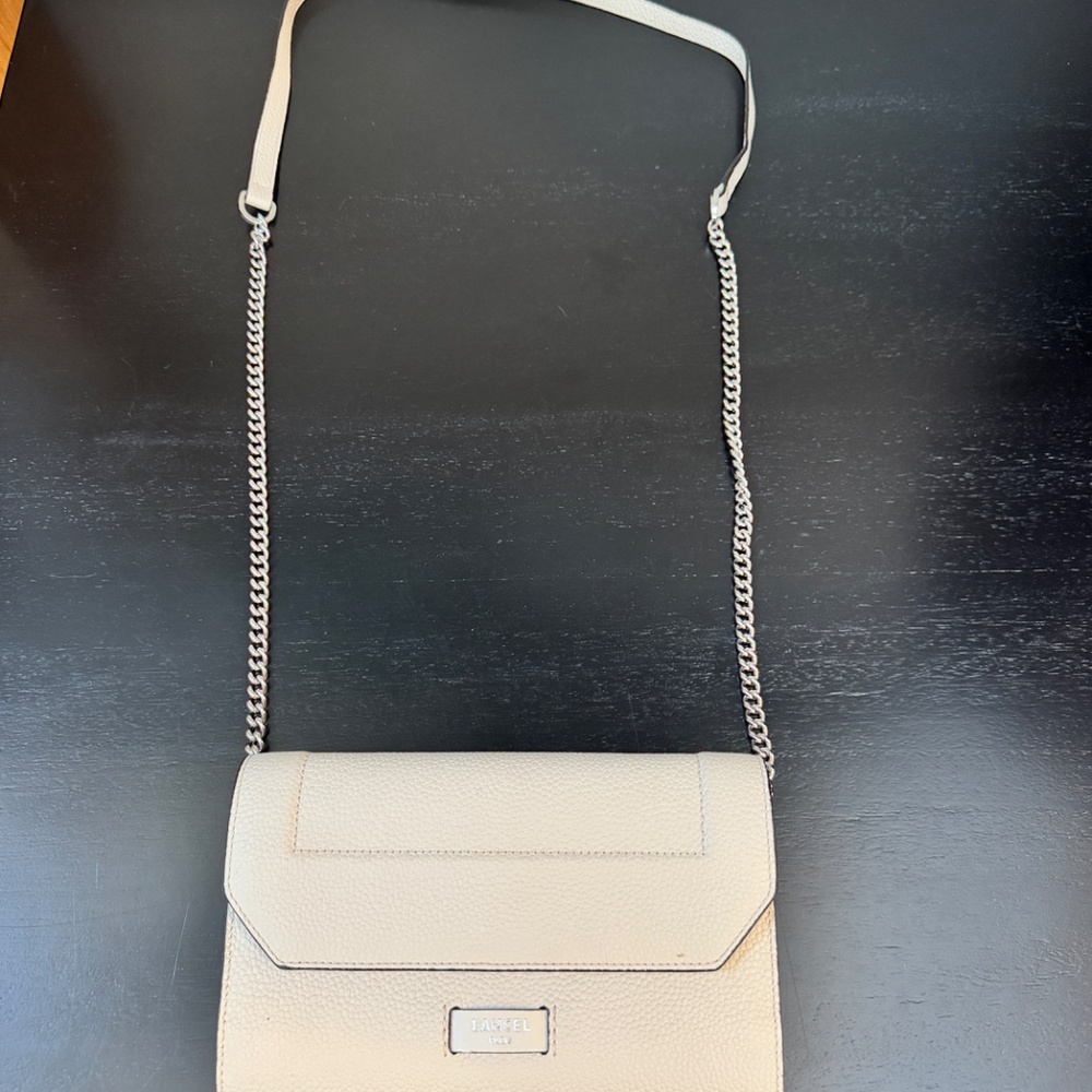 Lancel Ninon Leather Snow Ivory Chain Wallet Crossbody Bag Purse New!